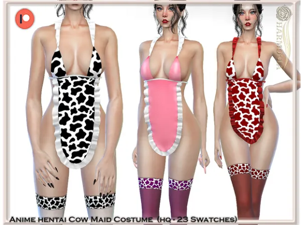 ANIME HENTAI COW MAID COSTUME + SOCKS by harmoniasims4