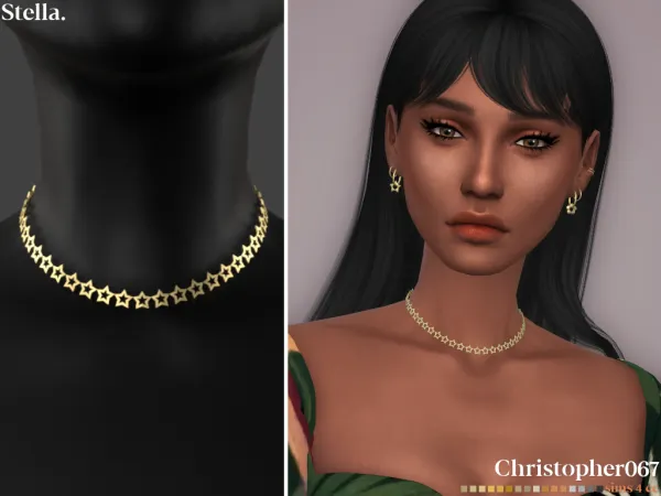 Alpha S T E L L A necklace earrings by simsfinds - The Sims 4 Custom Content
