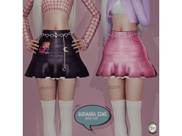 Alpha Anime skirt by Guemara - The Sims 4 Custom Content