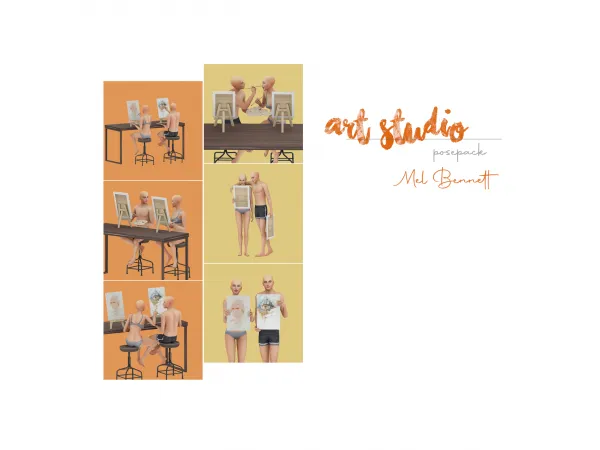Mix Art Studio Acc and Posepack - The Sims 4 Custom Content