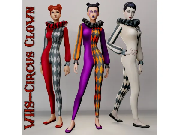 Maxis Match WHS Harlequin Clown Outfit - The Sims 4 Custom Content