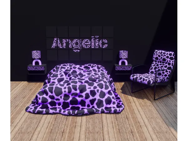 Alpha Y2K Cow Print Bedroom - The Sims 4 Custom Content