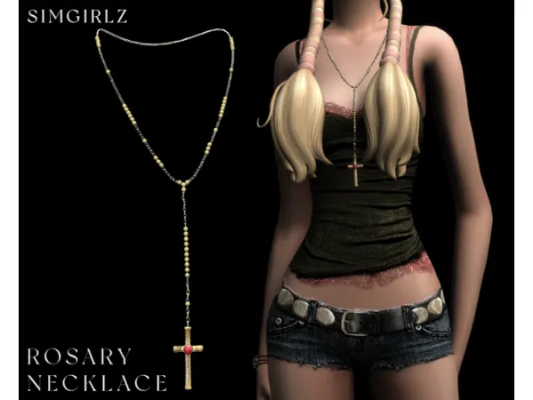 Alpha ROSARY Necklace Accessory by simgirlz - The Sims 4 Custom Content