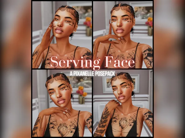 Alpha Pixanelle Serving Face Selfie Posepack - The Sims 4 Custom Content