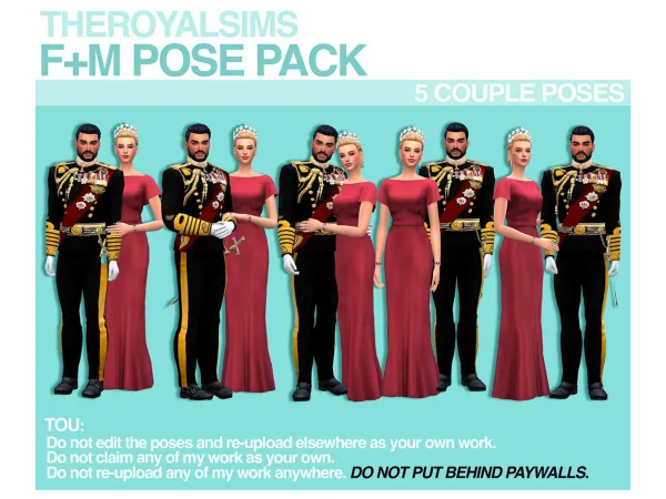 Mix F M POSE PACK by The Royal Sims - The Sims 4 Custom Content