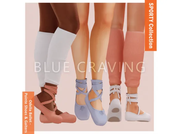 Alpha Blue craving Odelia pointe shoes and gaiters - The Sims 4 Custom Content