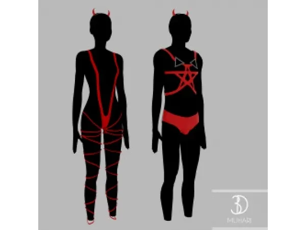 Alpha Devil Couple Costumes Halloween - The Sims 4 Custom Content