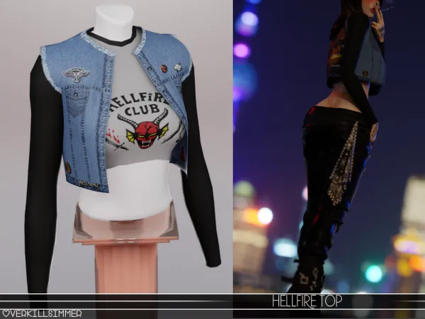 Alpha Hellfire top by overkillsimmer - The Sims 4 Custom Content