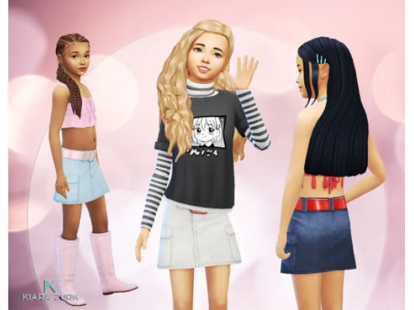 Maxis Match Skirt Denim for Girls - The Sims 4 Custom Content