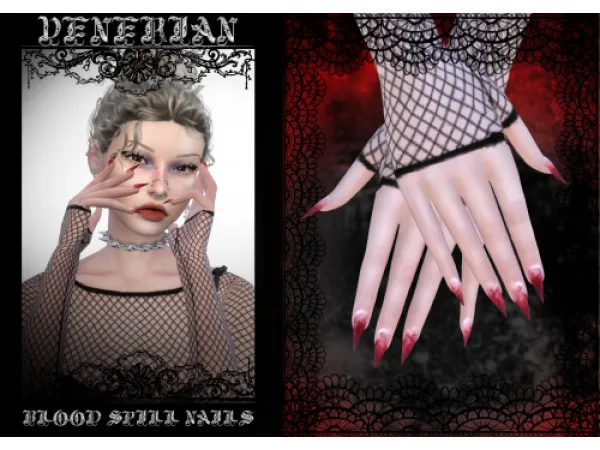 Alpha Blood spill nails - The Sims 4 Custom Content