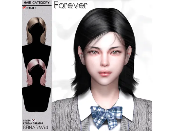 Alpha Forever hair by Reina Sims4 - The Sims 4 Custom Content