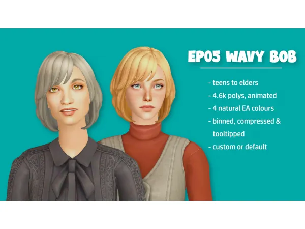 EP05 Wavy Bob 4t2 conversion - The Sims 2 Custom Content