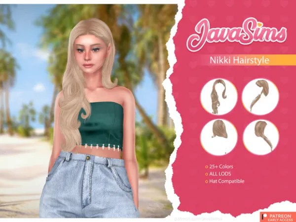 Alpha Nikki (Hairstyle) by JavaSims - The Sims 4 Custom Content