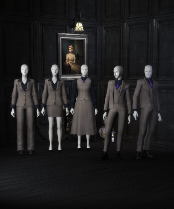 Maxis Match Suit with Stripe (45 Color) by simsfinds - The Sims 4 Custom Content