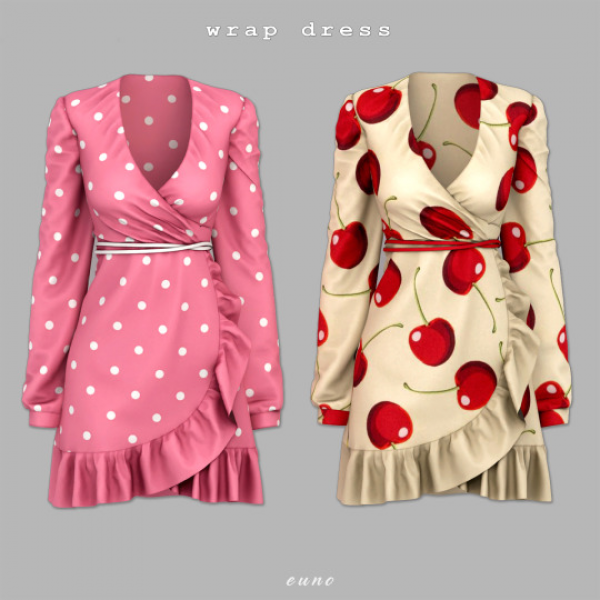 Alpha wrap dress by euno - The Sims 4 Custom Content