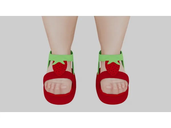 Alpha Strawberry Shoes by Scarlett Bulckowisk - The Sims 4 Custom Content