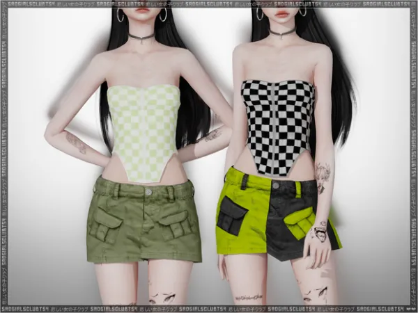 Alpha cargo micro skirt by sad girls club TS4 - The Sims 4 Custom Content