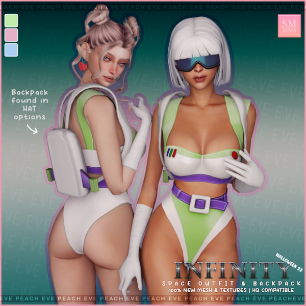 Alpha PEACH Infinity Space Outfit Backpack by smsims - The Sims 4 Custom Content