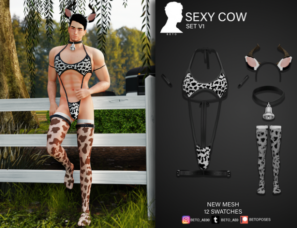 Alpha Sexy Cow Set V1 by simsfinds - The Sims 4 Custom Content