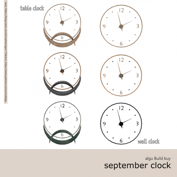 Alpha september clock set by simsfinds - The Sims 4 Custom Content