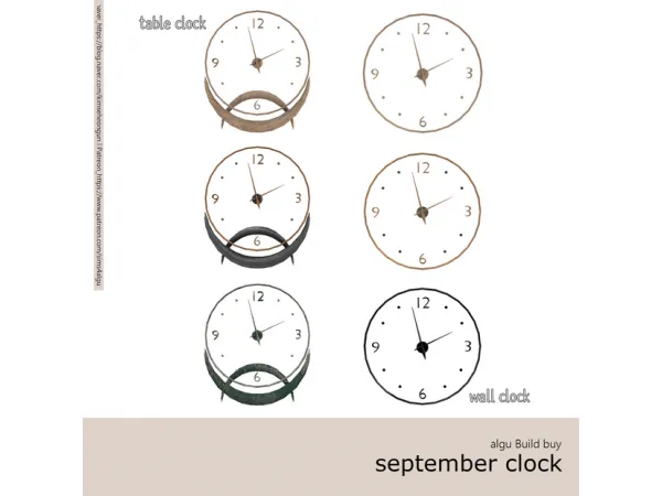 Alpha september clock set by algu - The Sims 4 Custom Content