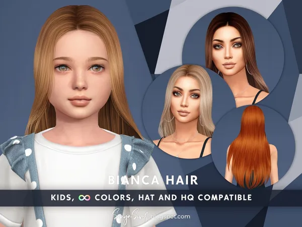 Alpha Bianca Hair Kids by simsfinds - The Sims 4 Custom Content