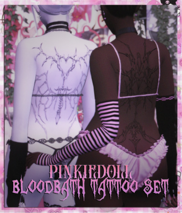 Mix [pinkiedoll] bloodbath tattoo set by simsfinds - The Sims 4 Custom Content