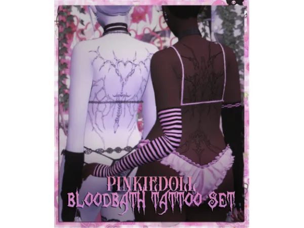 Mix [pinkiedoll] bloodbath tattoo set - The Sims 4 Custom Content