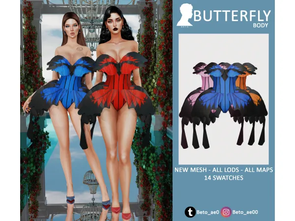 Alpha Butterfly Body by Beto - The Sims 4 Custom Content