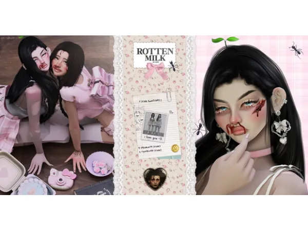 Mix Rotten Milk Scars by Dumbabie - The Sims 4 Custom Content