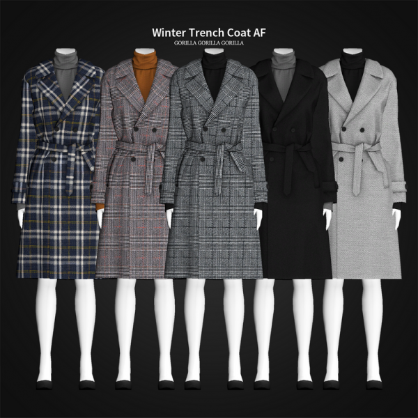 Alpha Winter Trench Coat AF by simsfinds - The Sims 4 Custom Content