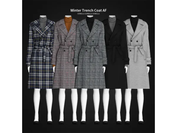 Alpha Winter Trench Coat AF by Gorilla Gorilla Gorilla - The Sims 4 Custom Content