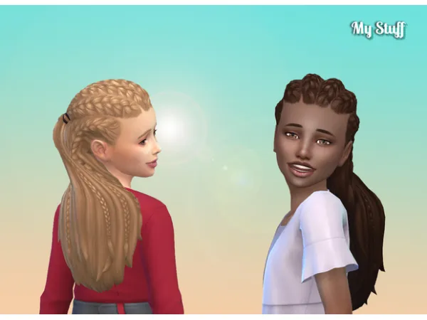 Maxis Match Magic Braids for Girls by Kiara Zurk - The Sims 4 Custom Content