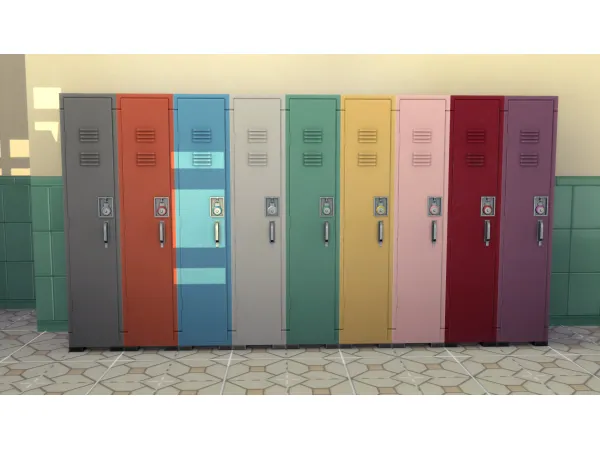 Maxis Match Sims 4 High School Years Narrower High School Lockers [fully functional] by Senni - The Sims 4 Custom Content