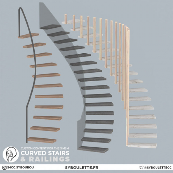 Alpha Curved stairs by simsfinds - The Sims 4 Custom Content