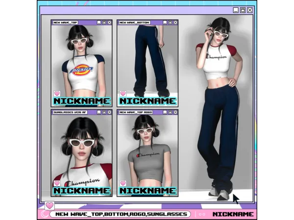 Alpha new wave_topbottomrogosunglasses by give me a nickname - The Sims 4 Custom Content