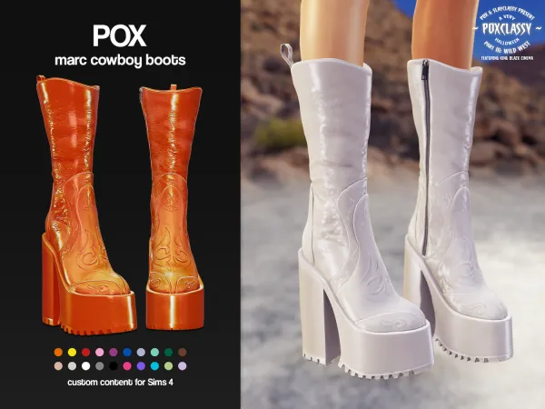 Alpha pox marc cowboy boots - The Sims 4 Custom Content