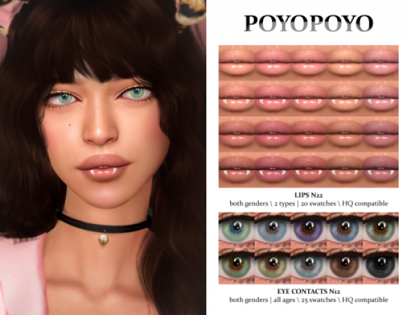 Alpha Makeup Set N16 Lips N22 (With fangs) Eye Contacts N12 by simsfinds - The Sims 4 Custom Content