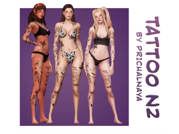 Mix Tattoo N2 by prichalnaya - The Sims 4 Custom Content
