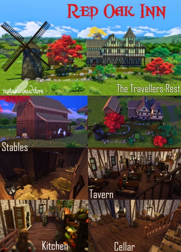 Maxis Match Red Oak Inn Lot 50x40 Auditore by simsfinds - The Sims 4 Custom Content