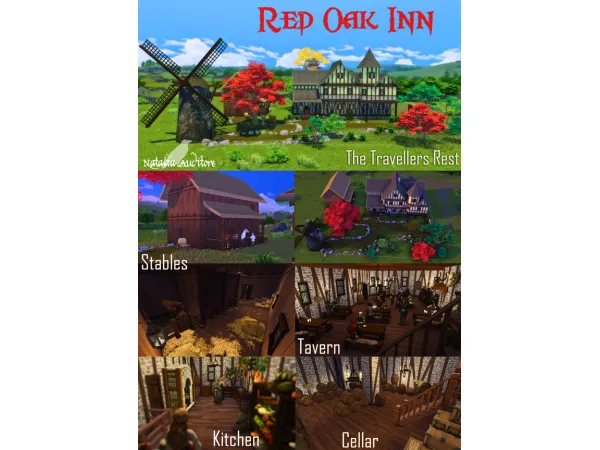 Maxis Match Red Oak Inn Lot 50x40 Auditore by Natalia - The Sims 4 Custom Content