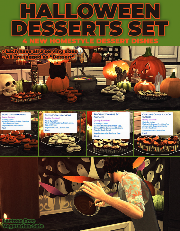 Maxis Match Halloween Dessert Set 4 New Custom Recipies by simsfinds - The Sims 4 Custom Content