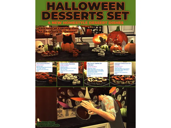 Maxis Match Halloween Dessert Set 4 New Custom Recipies by Robin - The Sims 4 Custom Content