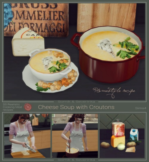Maxis Match Cheese Soup with Croutons by simsfinds - The Sims 4 Custom Content