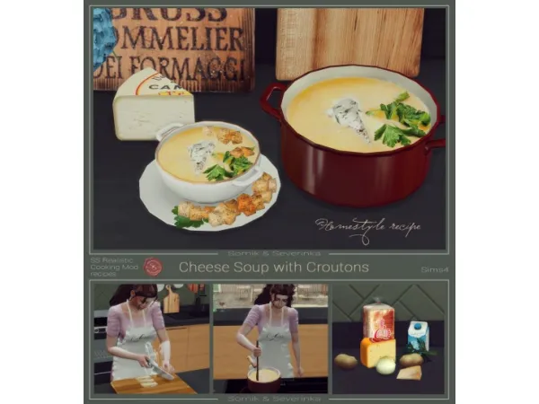 Maxis Match Cheese Soup with Croutons by Somik and Severinka - The Sims 4 Custom Content