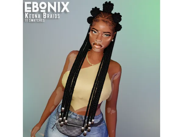 Alpha Keona Braids by Ebonix - The Sims 4 Custom Content