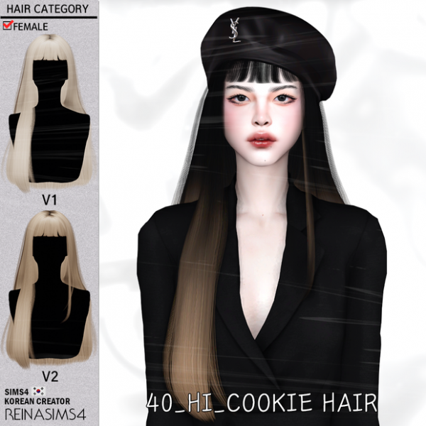 Alpha HAIR 40_HI COOKIE by simsfinds - The Sims 4 Custom Content