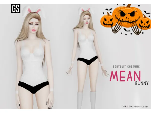 Alpha Mean Bunny Bodysuit Costume - The Sims 4 Custom Content