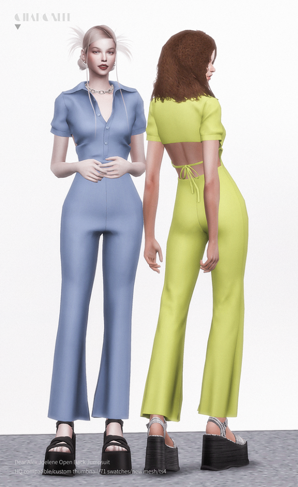 Alpha Dear Alex Joelene Open Back Jumpsuit by simsfinds - The Sims 4 Custom Content