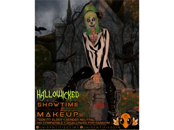 Alpha Hallowicked Showtime Makeup Set by unidentifiedsims - The Sims 4 Custom Content